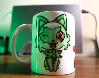 Taza de cerámica Sprigatito Fuecoco Quaxly de 11 oz