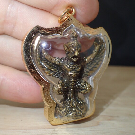 Brass Garuda Bird Deity Amulet Statue Thailand Art for Good Luck