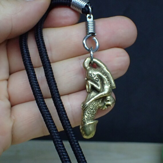 Black Necklace Rope Thai Buddha Amulet Pendant Luck Rich Protect 1 Hook 24”