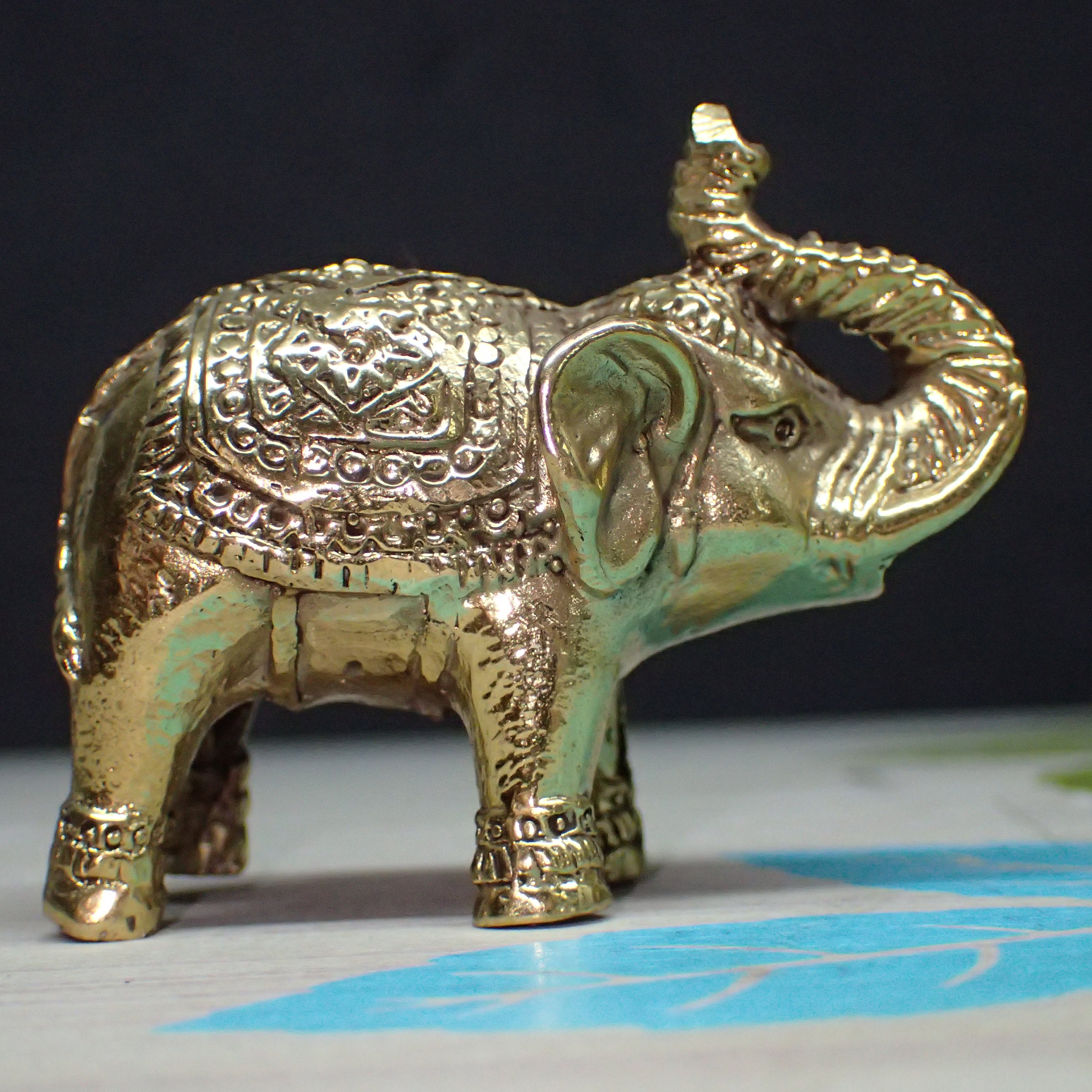 Elephant Statue Gold Color Trunk up Get Success Wealth Luck Etsy