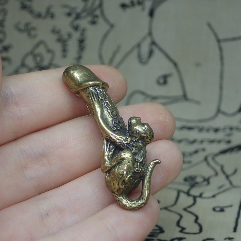 Amuleto de mono pene Paladkik Estatua de mono / Riqueza del Etsy