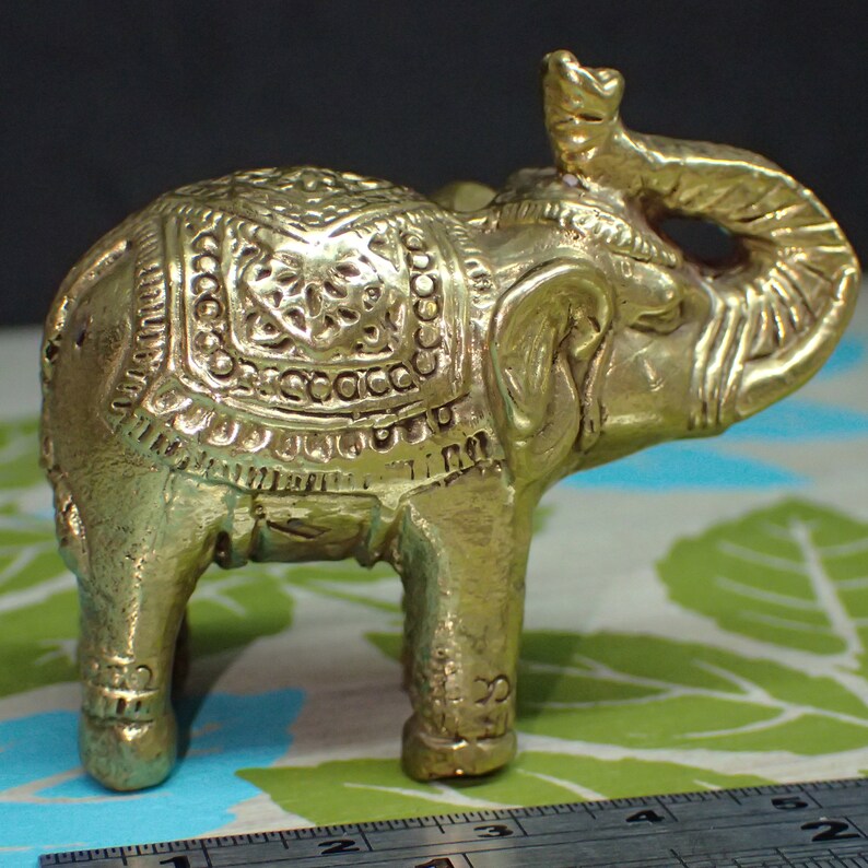 Gold Elephant Figurine 48mm / Brass Elephant / Elephant Decor Etsy