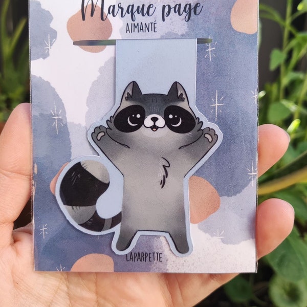 "Nugget" magnetic bookmark/raccoon bookmark/cute bookmark/books/cute kawaii stationery