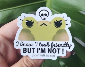 Sticker "Not friendly" grenouille mauvaise humeur introvertie