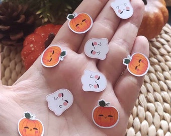 Confettis de stickers fantômes et citrouilles par 10 / mini stickers/ sticker mignons/ stickers bujo / stickers Halloween