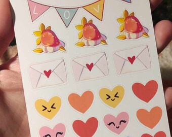 Planche de stickers pour BuJo/ planner ou décoration / autocollants mignons / idée cadeau st valentin