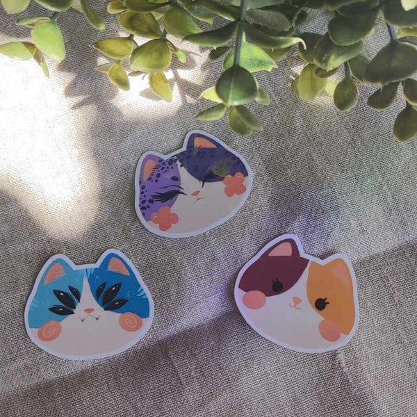 Lot de 3 stickers chats mignon