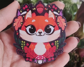 Sticker "douceur d'automne " petit renard mignon, illustration douce et mignonne.