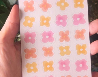 Planche de stickers pour BuJo/ planner ou décoration / autocollants mignons / fleurs aquarelle / idée cadeau printemps rose