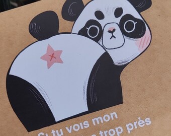 Sticker pour voiture drôle Panda "Trop près"