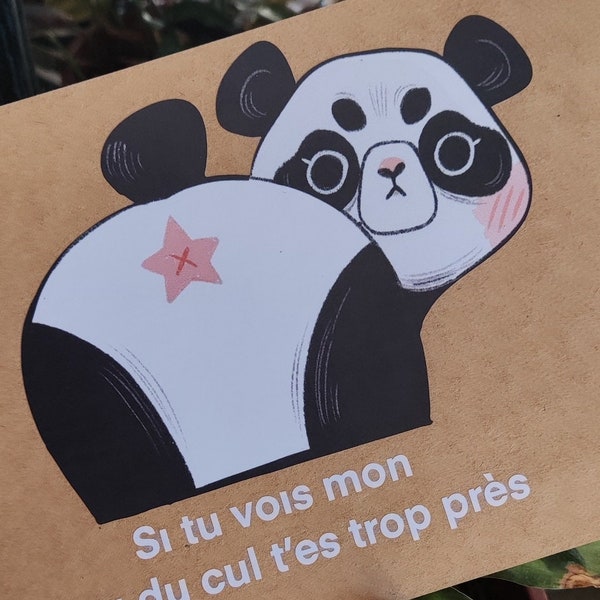 Sticker pour voiture drôle Panda "Trop près"