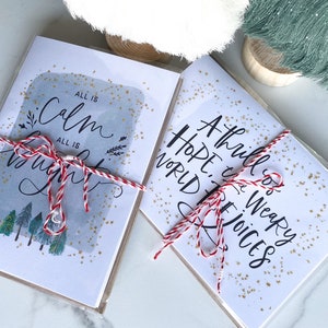 Silent Nighy, O Holy Night 5"x7"Christmas Card SET di 8 / Auguri di Natale / Classic Christmas Carol cards