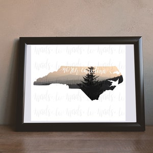 Custom North Carolina State Print, Housewarming Gift, Home Decor
