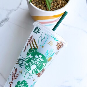 Desert Vibes Cactus Tumbler | Boho Desert Cactus  | Customized Reusable Cold Cup | Custom gift