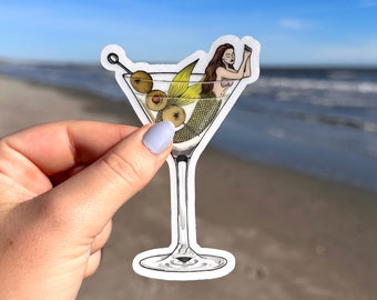 Dirty Martini Mermaid Cocktail Clear Sticker