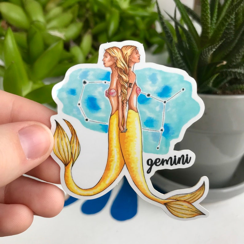 Gemini Mermaid Sticker - Etsy