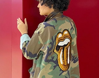 ROCKSTAR Gold tongue authentic US Army camo field jacket