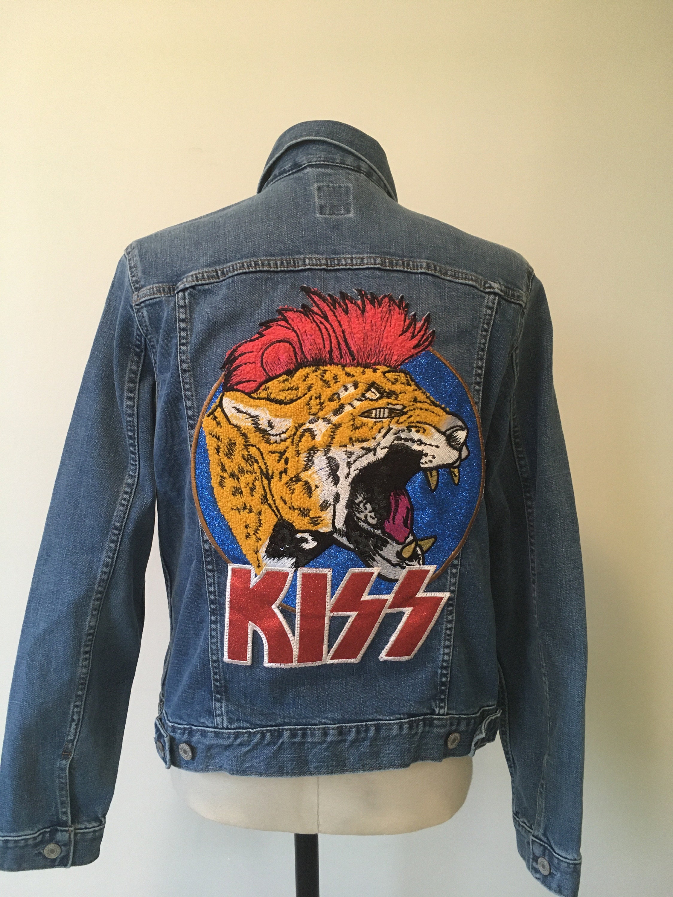 KISS Leopard Panther Denim Jacket | Etsy