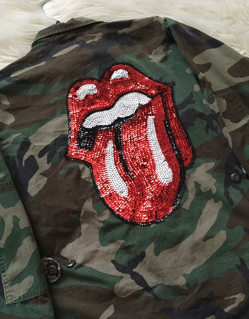 Rock N Roll Red Tongue Authentic US Army Camo Field Jacket Campestre 