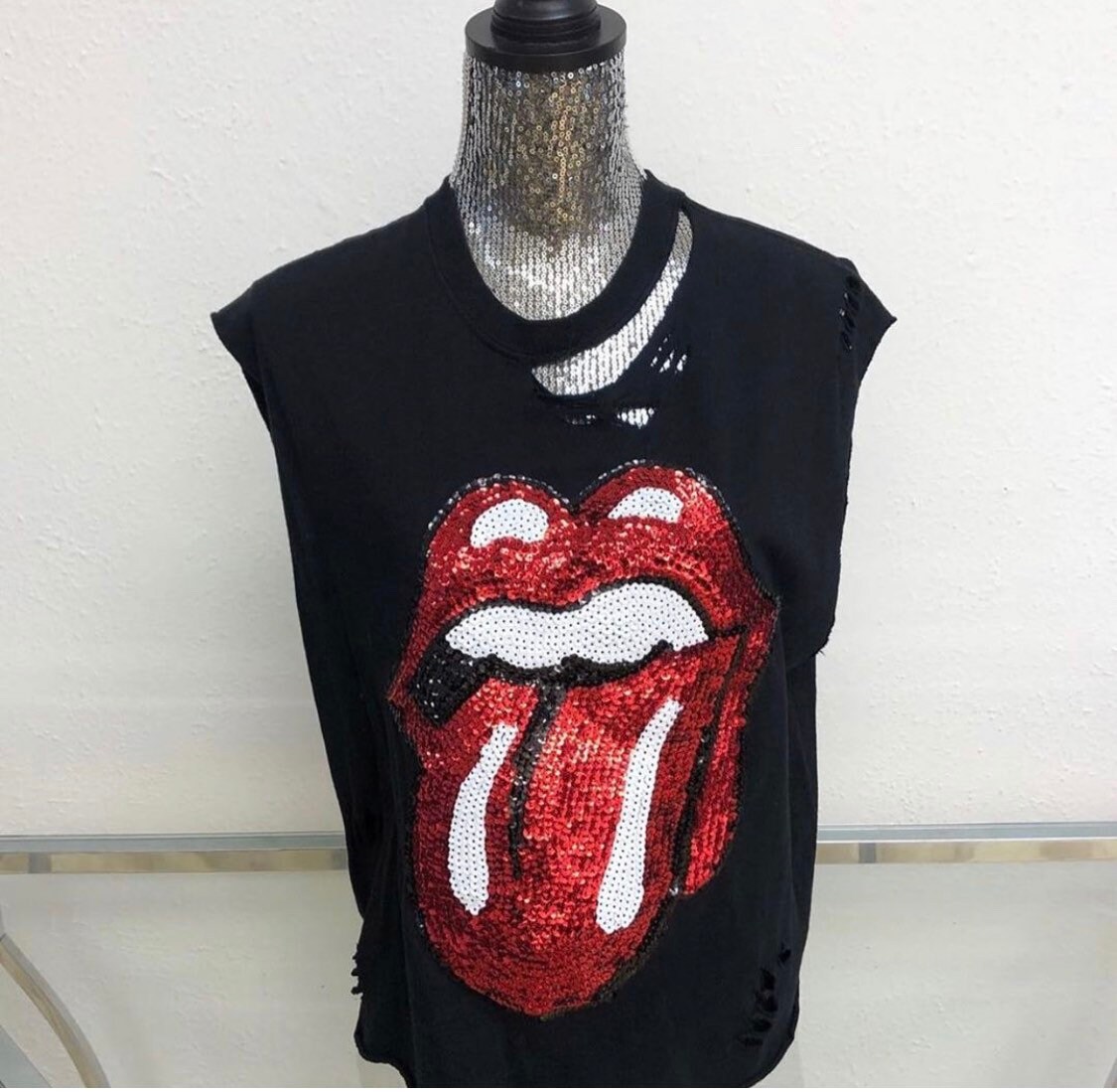 Black Rockstar Distressed Sleeveless T 
