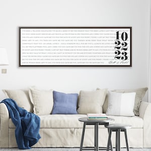Song Lyrics Wall Art, Personalized Wedding Anniversary Gift, Framed Canvas