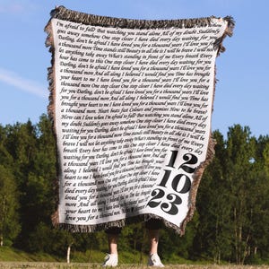 Personalized Song Lyrics Cotton Blanket, Anniversary Gift for Couples