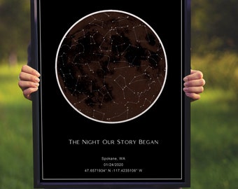 2 year anniversary gift for him | Custom star map | 2nd Anniversary Wedding Gift |  The night we met | Personalized Couples Engagement Gift