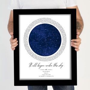 Personalized wedding gift for couples | Star Map | Anniversary gift for parents | Romantic gifts for him | Song lyrics wall art | Wife gift