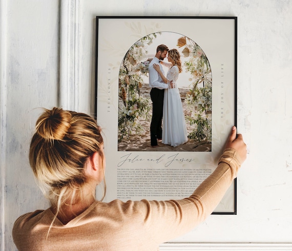 Wedding Song Lyrics Canvas | First Dance Song with Photo | Personalized Anniversary Keepsake for Husband and Wife