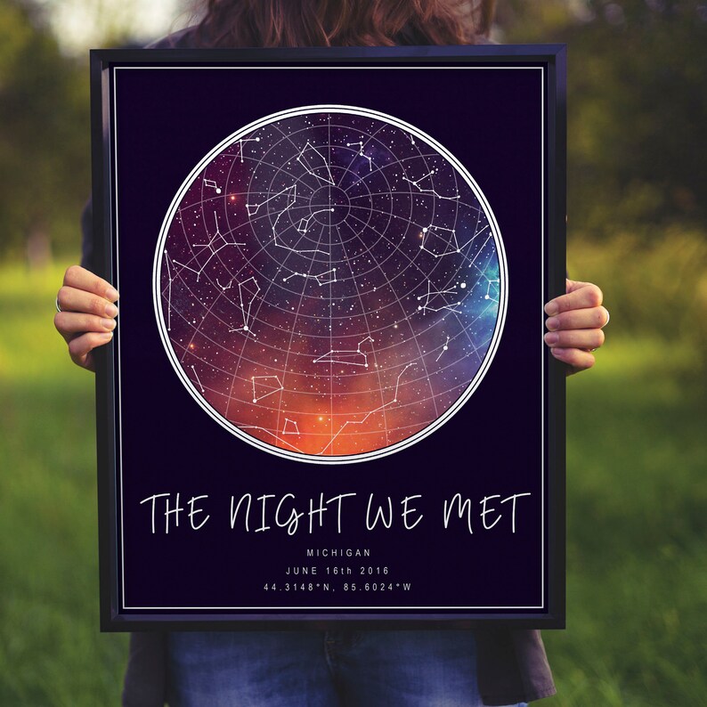 Star map by date Sky map by date Night we met stars Custom Etsy