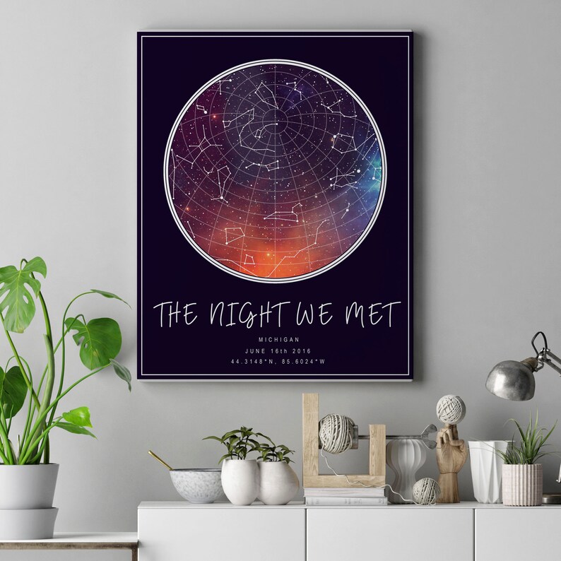 Star map by date Sky map by date Night we met stars Custom Etsy