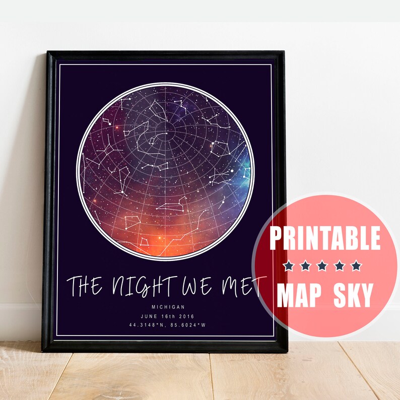 Star map by date Sky map by date Night we met stars Custom Etsy