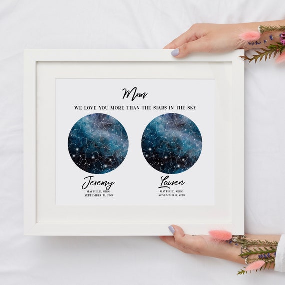 Mother Gift Constellation Map Mommy Custom Star Map SF Customizables Valentine Gift for Mom From Daughter Poster Print ONLY Best Mom First Christmas Gift From Son