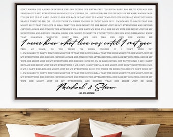 Wedding anniversary gifts for Wife and Husband | Song lyrics wall art | Personalized couples gift | Wedding song gift | Premium Canvas