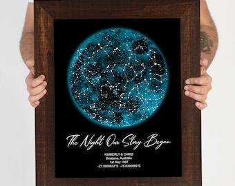 Custom star map by date | Couples gift | 1st Anniversary gift for him | Personalized gift for wife | First anniversary gift The night we met