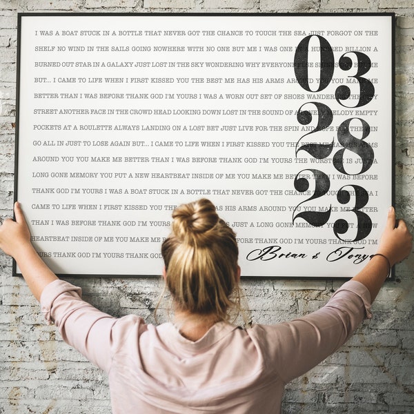 Personalized Song Lyrics Anniversary Canvas Art: Custom Couples Gift