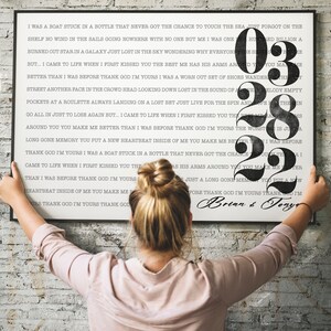 Wedding Song Lyrics wall art: Anniversary gift for Wife Husband | Personalized Couples gift | Custom Premium Canvas