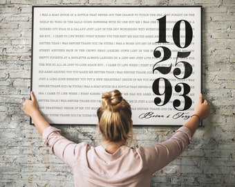 Song Lyrics Wall Art: Anniversary Gift for Husband & Wife | Personalized Wedding Gift | High-Quality Custom Canvas Wall Art
