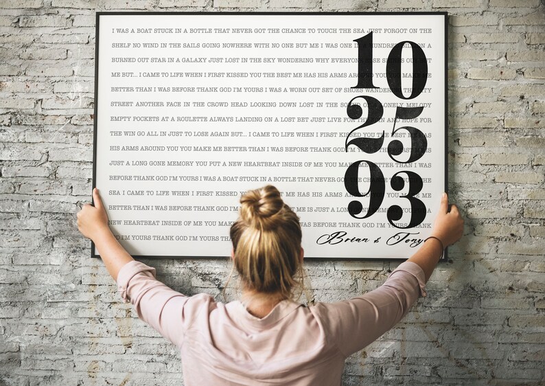 Song Lyrics wall art: Anniversary gift for Husband Wife | Personalized Wedding gifts for the couple | Valentines day gift | Premium Canvas