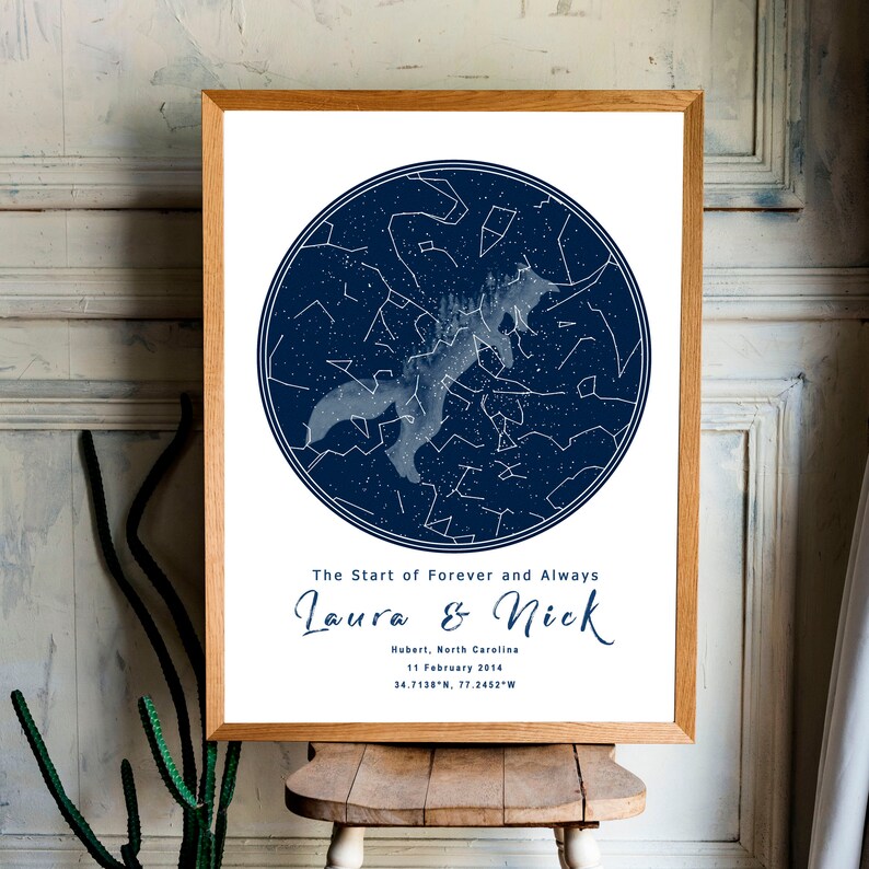 The Night We Met 10 year anniversary gifts for men Custom Star map 1st anniversary gift for husband Personalized wedding gift Night sky map