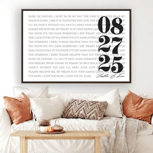 Song Lyrics Wall Art: Anniversary Gift for Husband & Wife | Personalized Wedding Gift | High-Quality Custom Canvas Wall Art