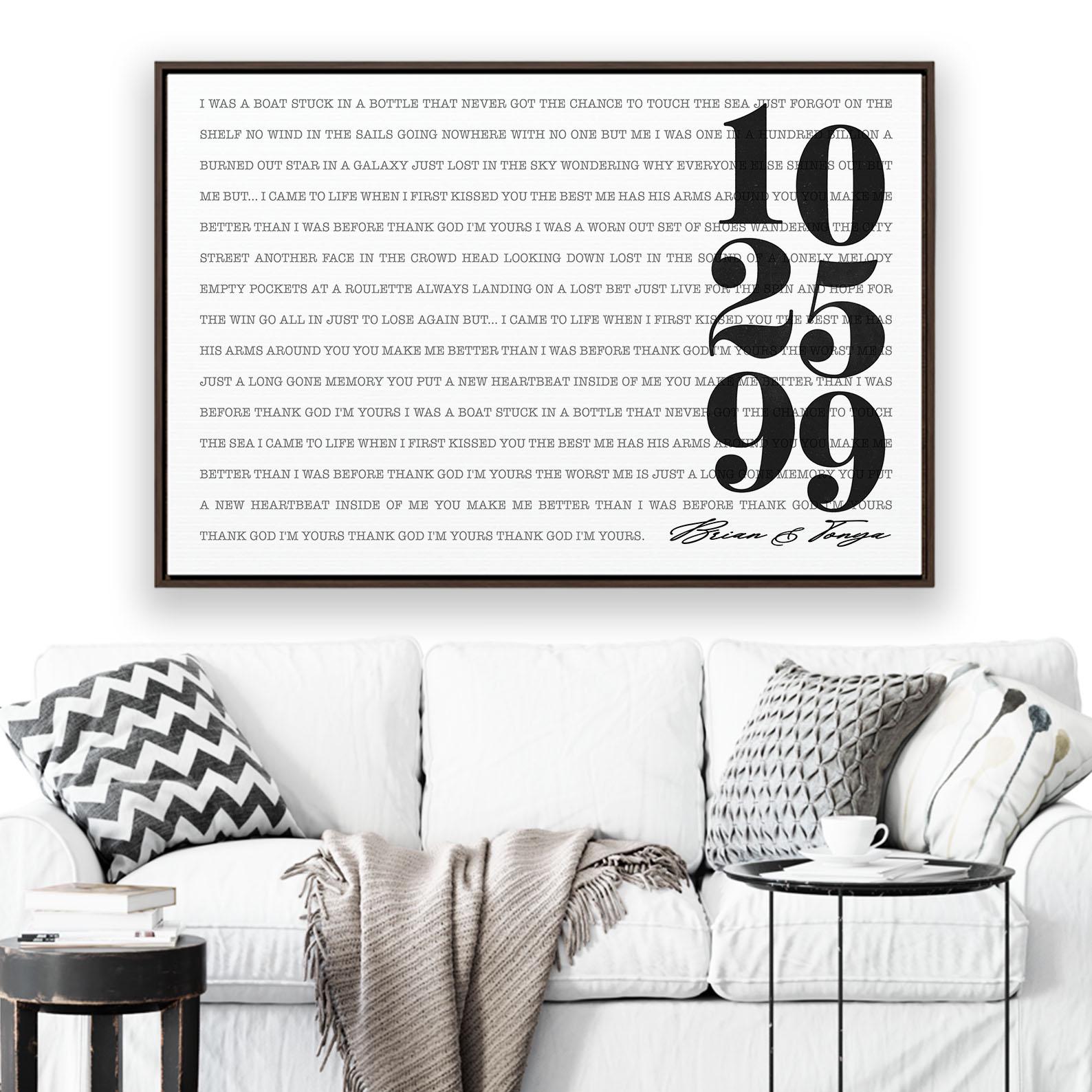 Song Lyrics Wall Art: Anniversary Gift for Husband & Wife | Personalized Wedding Gift | High-Quality Custom Canvas Wall Art