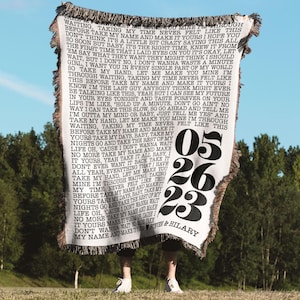 Personalized Song Lyrics Blanket | 2nd Cotton Anniversary Gift for Husband & Wife | Custom Woven Blanket for Couples