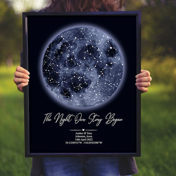 Personalize gift for boyfriend | The day we met | Star map by date | Man gift ideas | Anniversary couples friendship distance gifts for him