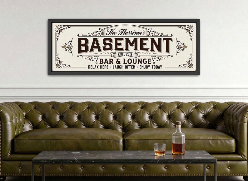 Basement Bar Game Room Sign, Personalized Family Name Wall Decor - Etsy
