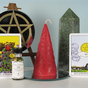 Cone of Cash Hand-poured Figural Candle: A Wealth Cascade, Manifest Prosperity and Abundance - Ritual Candles in 10 Vibrant Colors