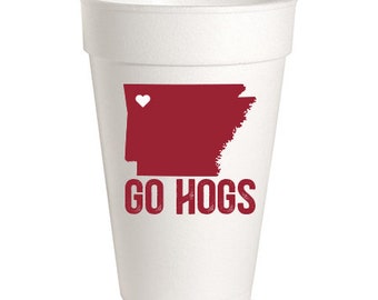Go Hogs Foam Cups: 10 Pack - Ready to Ship