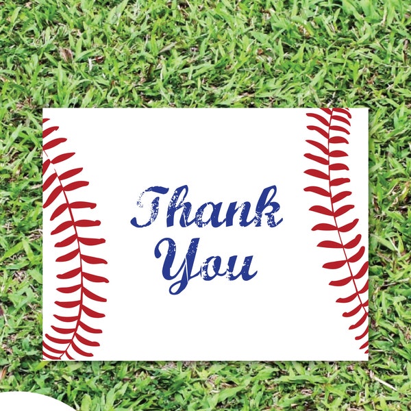 Druckbare Baseball Dankeskarte | Blank Interior | Druckbarer digitaler Download | 4,25x5,5" A2
