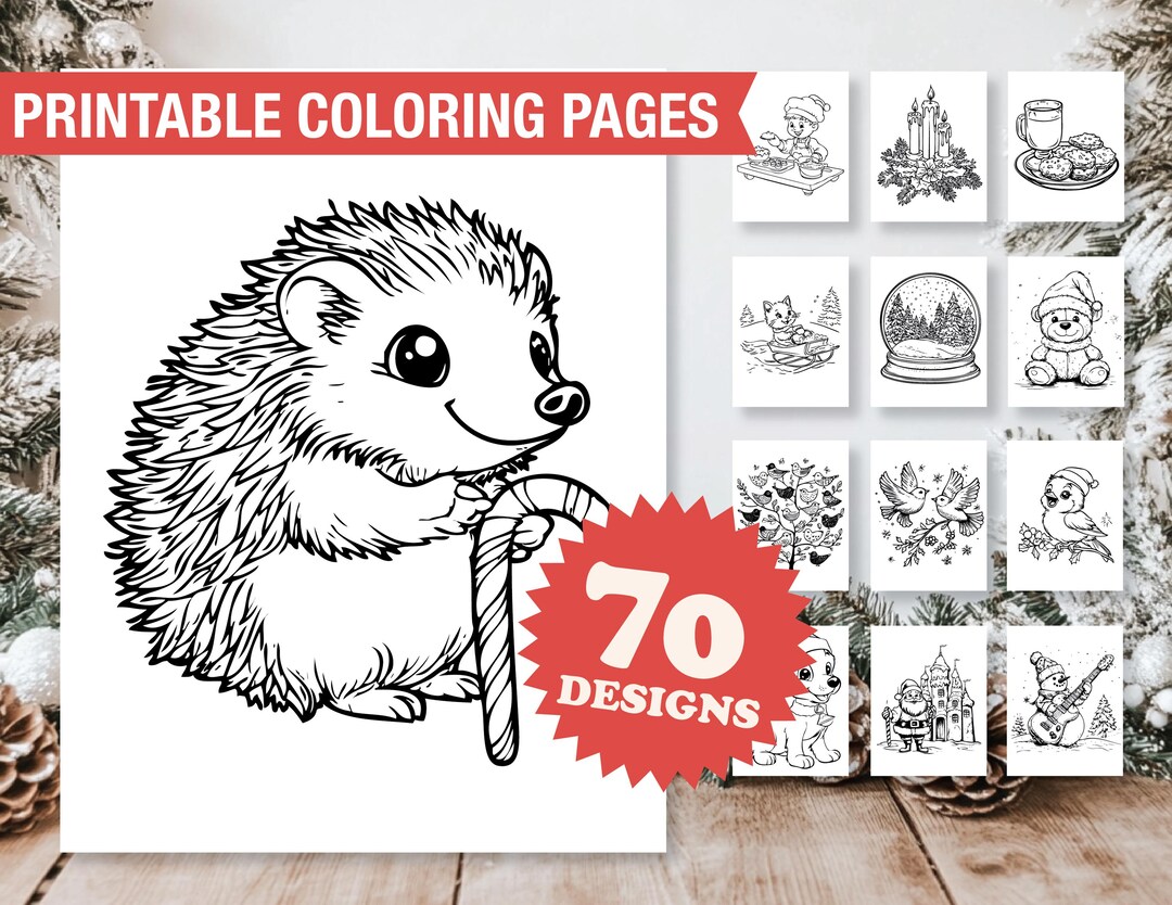 70 Printable Christmas Coloring Pages 8.5x11 BIG Designs for Toddlers