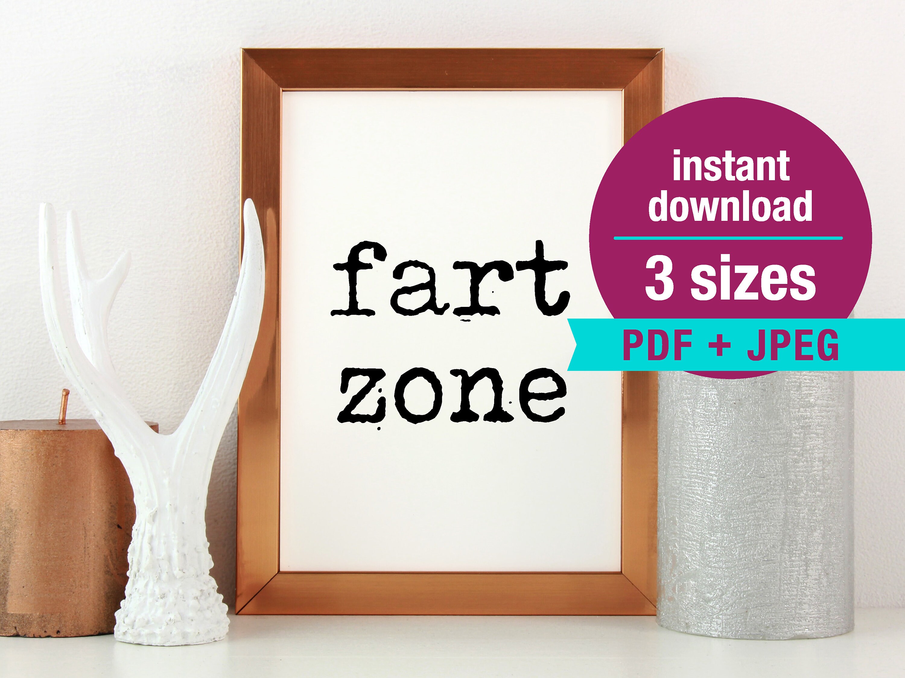 Fart Zone Printable Bathroom Sign 3 Sizes 11x14 8x10 5x7 | Etsy